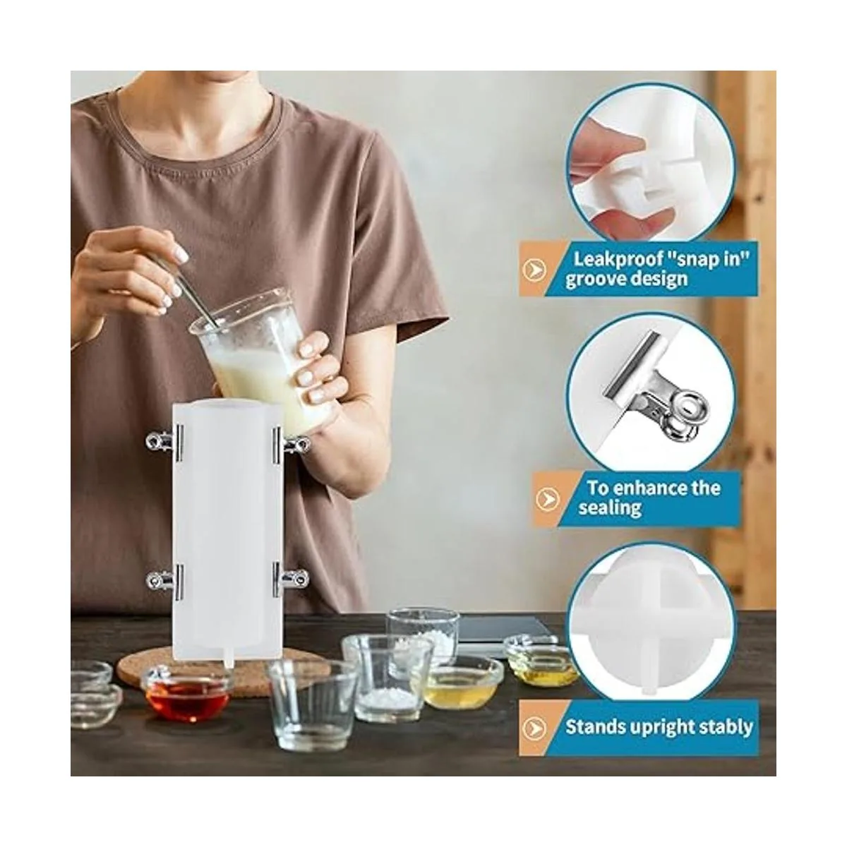 Sanbege Molde de jabón de tubo con clips molde de columna_5