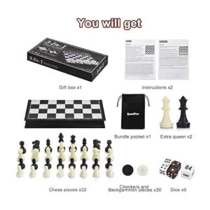 QuadPro Juego de tablero de ajedrez magnético 3 en 1 con_6