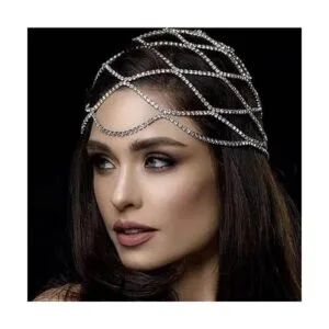 Fdesigner Crytsal Cadena de cabeza de plata tocados para_2