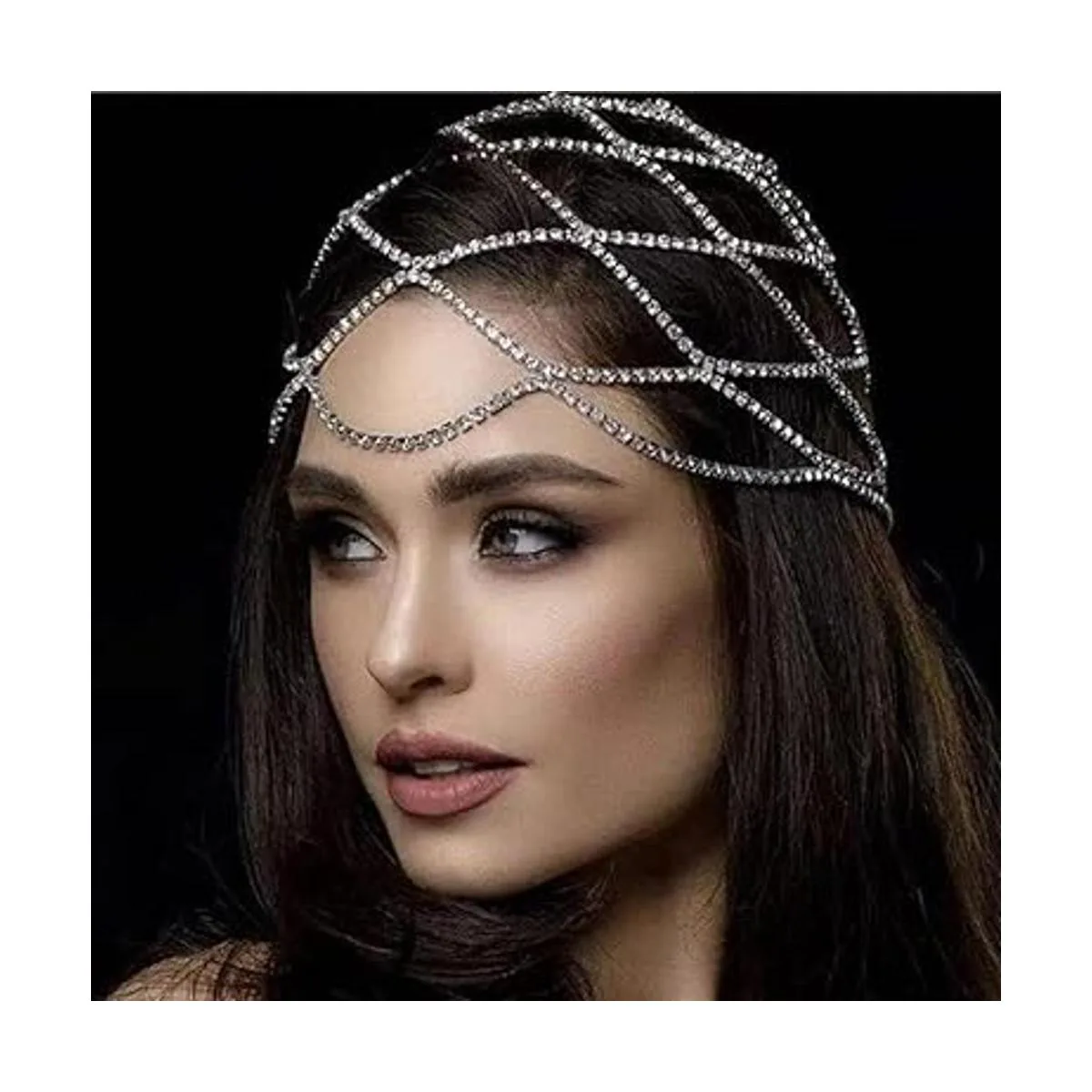 Fdesigner Crytsal Cadena de cabeza de plata tocados para_2