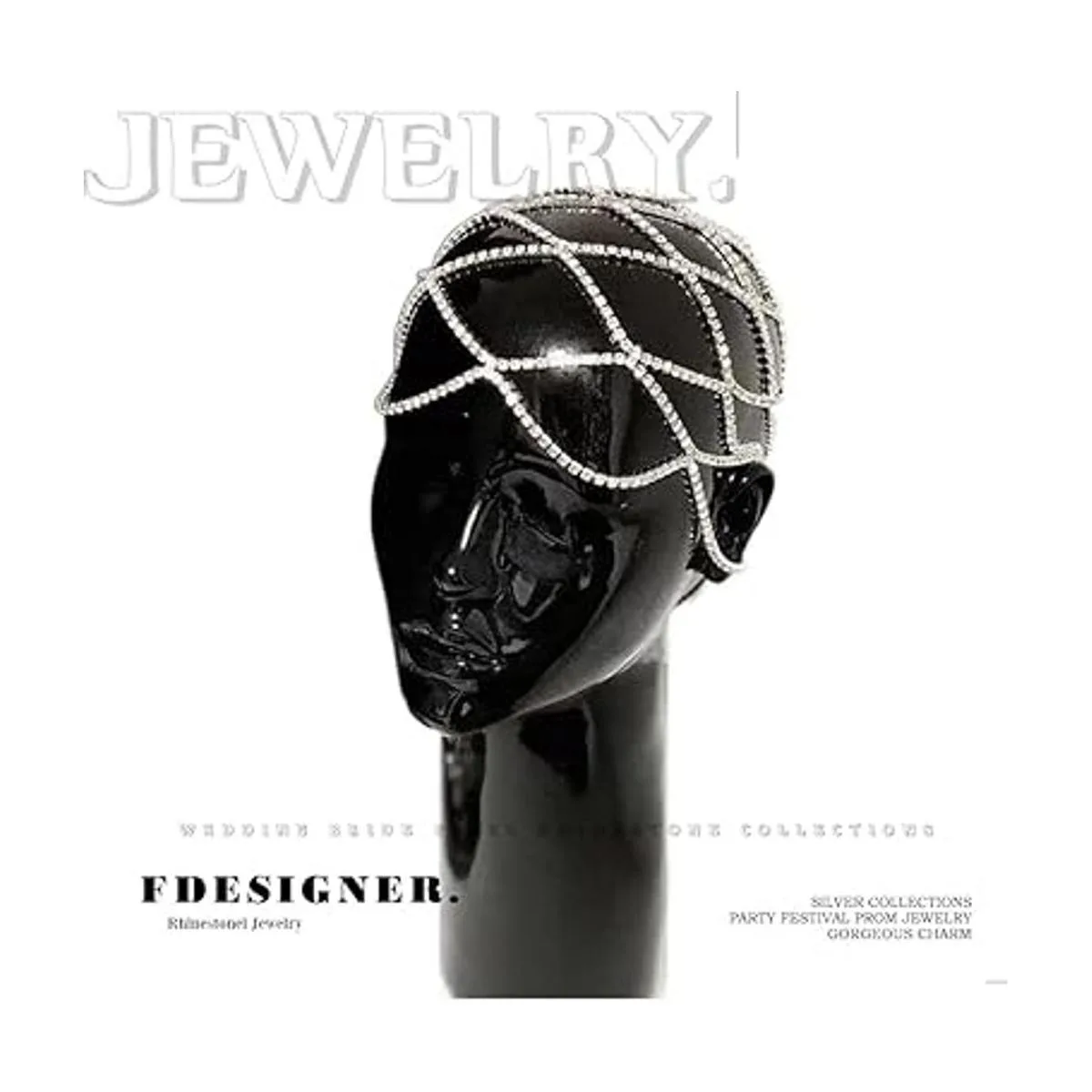 Fdesigner Crytsal Cadena de cabeza de plata tocados para_4