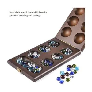 AMEROUS Juego de mesa Mancala de madera con 728 piedras_2