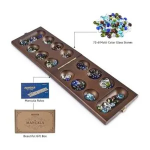 AMEROUS Juego de mesa Mancala de madera con 728 piedras_4