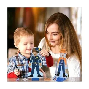 Atoylink Juego de muñecas magnéticas de madera juego de_5