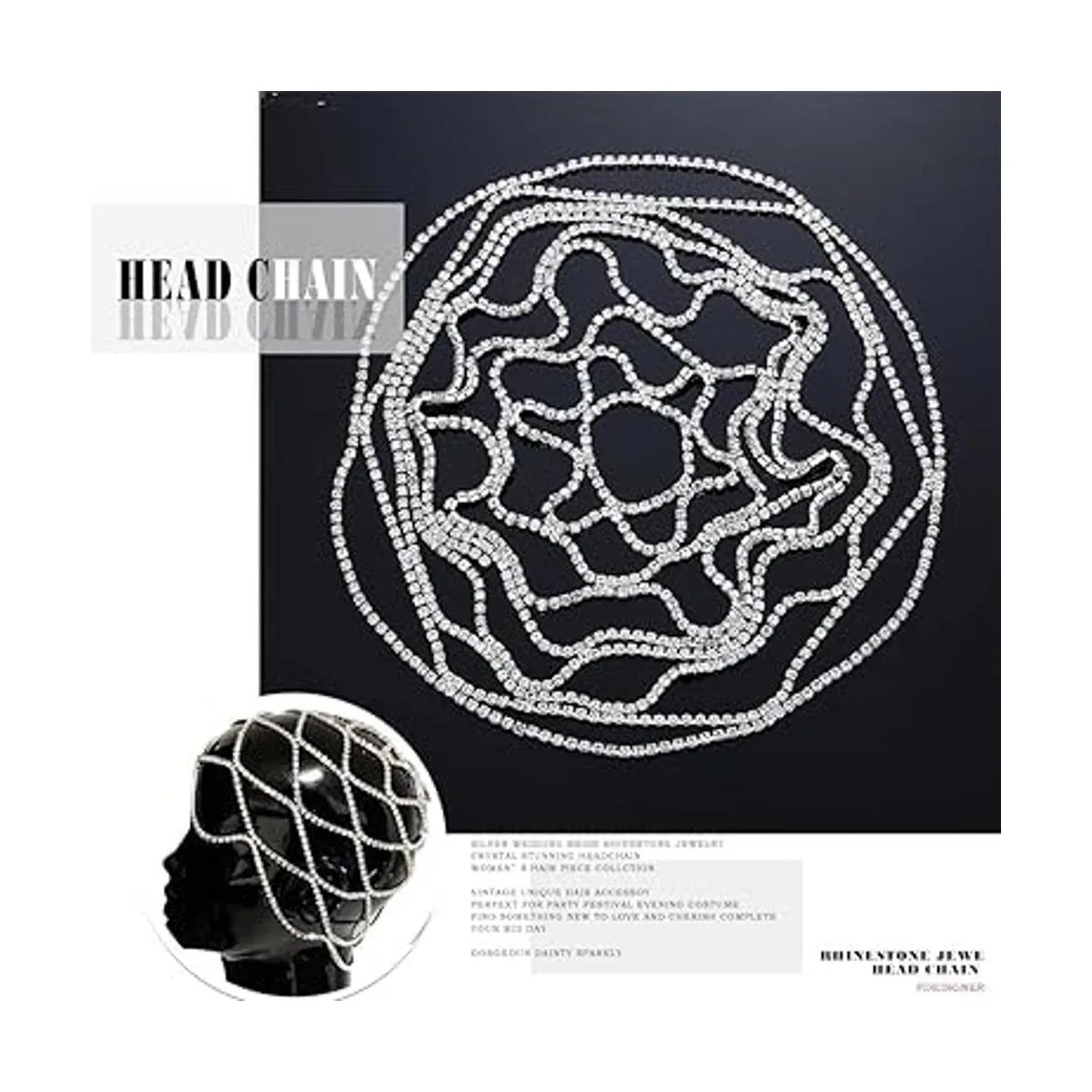 Fdesigner Crytsal Cadena de cabeza de plata tocados para_5