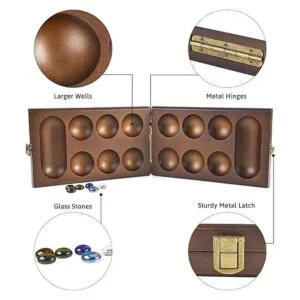 AMEROUS Juego de mesa Mancala de madera con 728 piedras_5