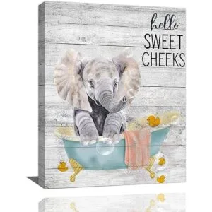 SweetFox Divertido arte de pared de elefante para baño_1