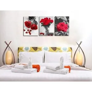 Ardemy Lienzo de rosa roja diseño de flores decoración_3