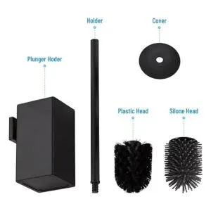 BVL Escobilla de inodoro y soporte para inodoro negro para_2