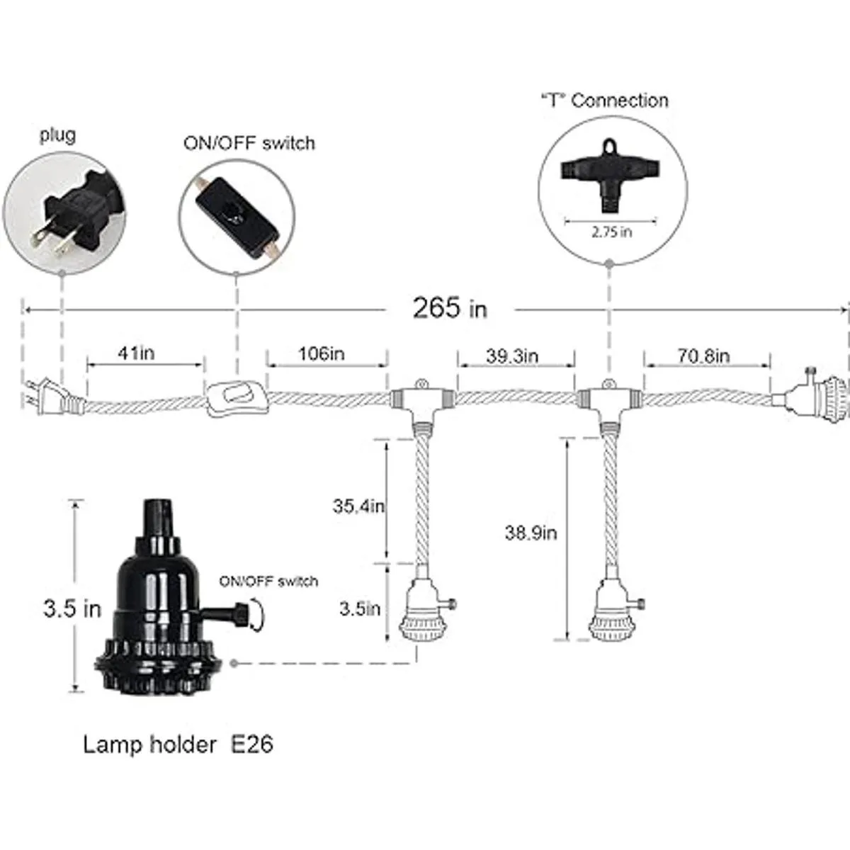 ALAISLYC Kit de 3 luces colgantes enchufables con_3