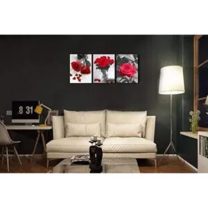 Ardemy Lienzo de rosa roja diseño de flores decoración_2