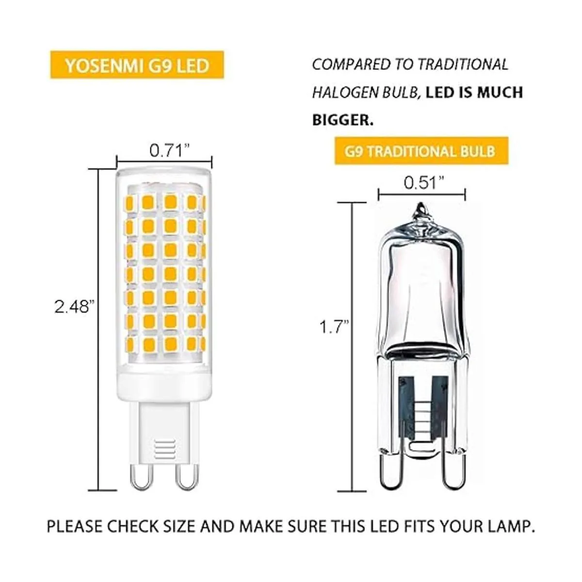 Yosenmi Bombilla LED G9 regulable de 5 W equivalente a_3