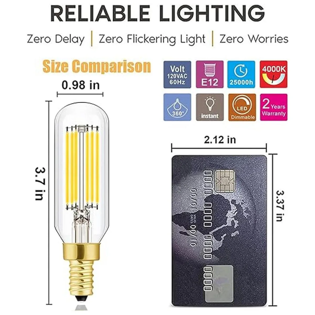 LEOOLS Bombilla LED E12 regulable de 6 W igual a 60 W luz_2
