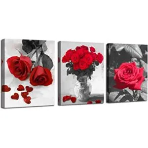 Ardemy Lienzo de rosa roja diseño de flores decoración_1
