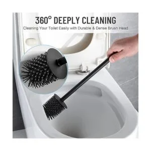 BVL Escobilla de inodoro y soporte para inodoro negro para_4