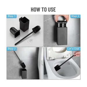 BVL Escobilla de inodoro y soporte para inodoro negro para_5