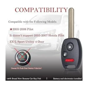 Llavero de repuesto remoto compatible con Honda Pilot_2