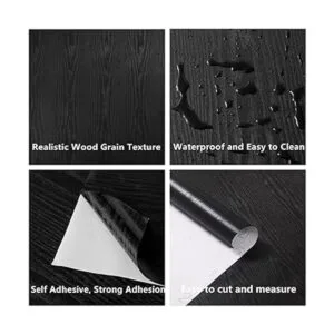 Papel tapiz de madera negra de 24 x 118 pulgadas papel de_4