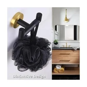 Toalla doble gancho negro y dorado ángulo simple 2_3