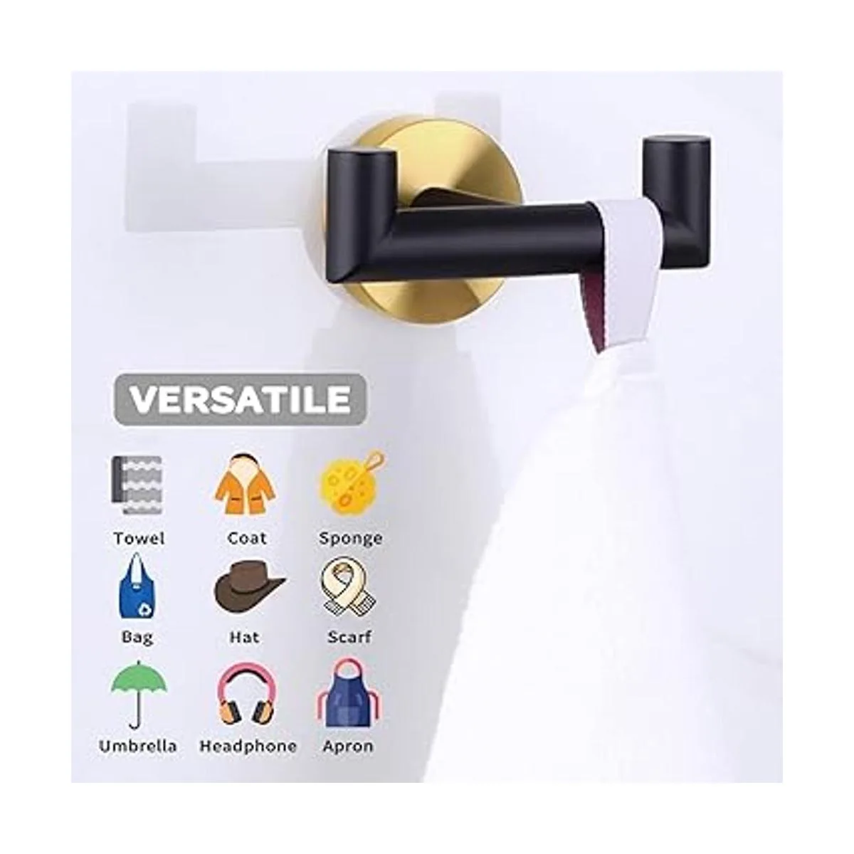 Toalla doble gancho negro y dorado ángulo simple 2_5