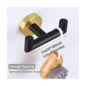 Toalla doble gancho negro y dorado ángulo simple 2_6