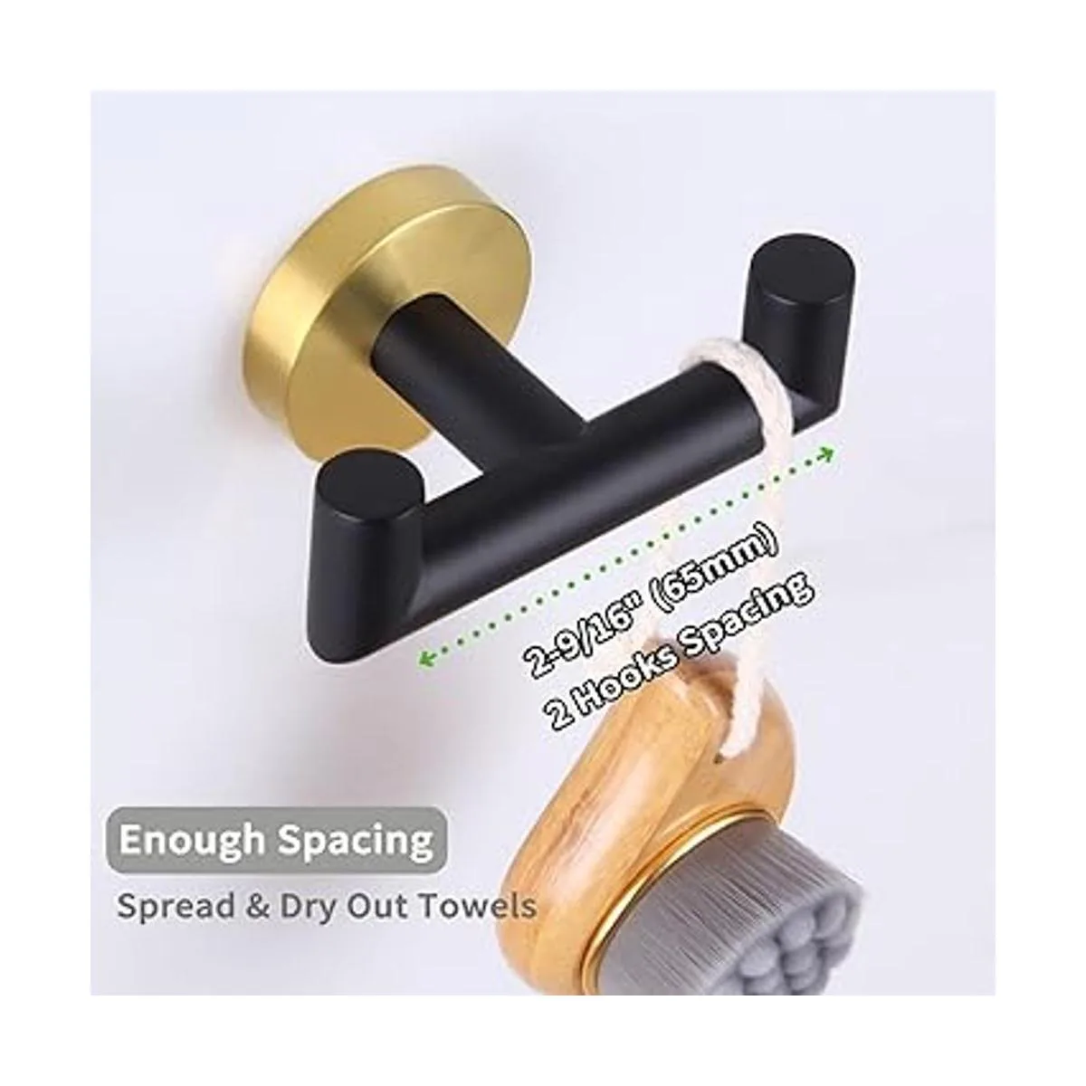 Toalla doble gancho negro y dorado ángulo simple 2_6