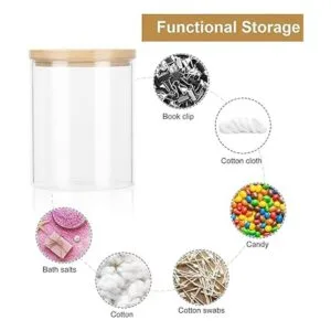 BKYFPQ 4 Pack Glass Qtip Holder Dispenser Bathroom Jars_6