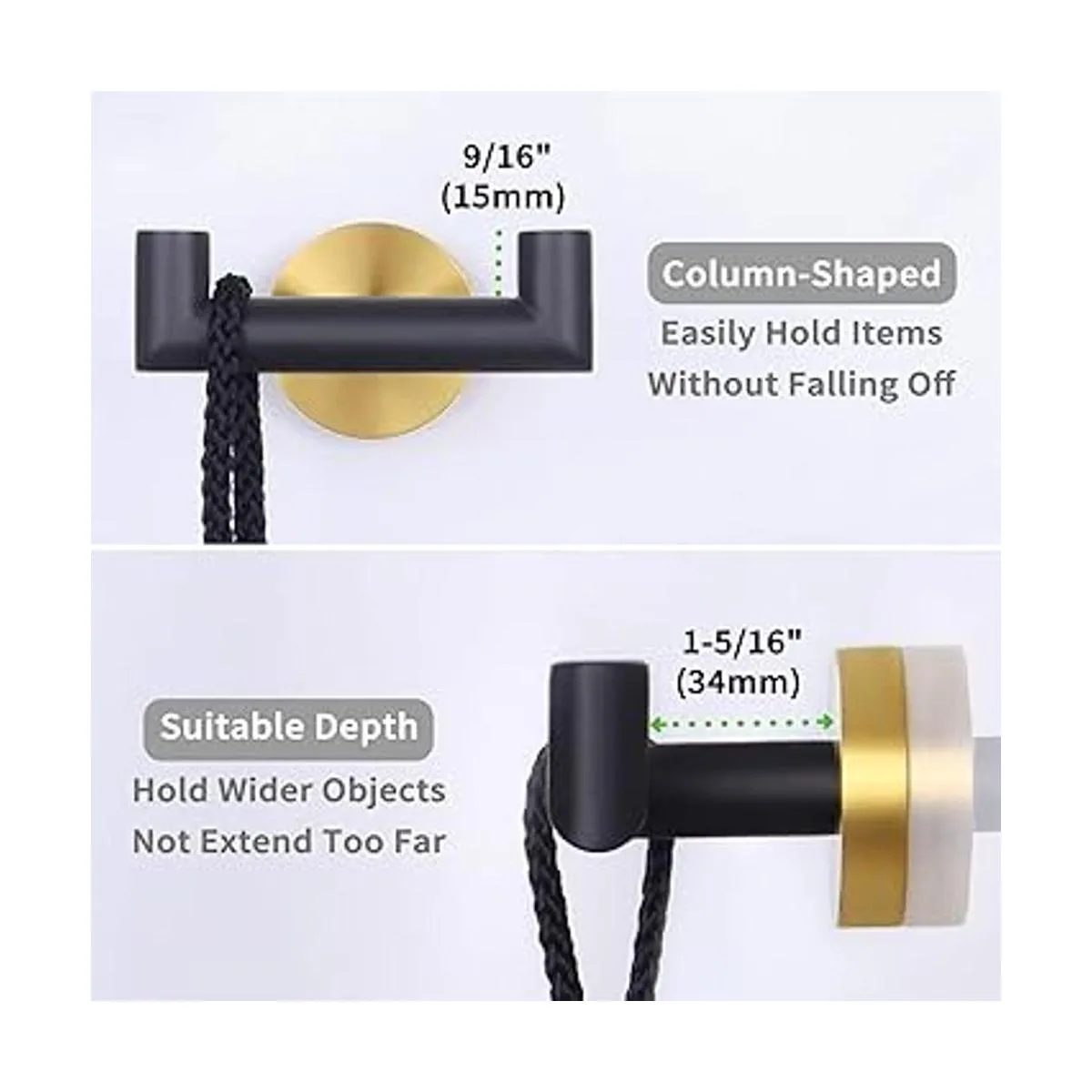 Toalla doble gancho negro y dorado ángulo simple 2_7