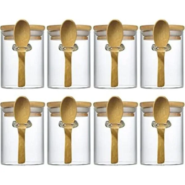 Livejun 8 oz Airtight Glass Jars with Bamboo Lids and_1