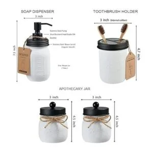 Juego de accesorios de baño de tarro Mason blanco 6_3