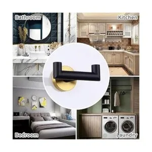 Toalla doble gancho negro y dorado ángulo simple 2_4