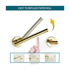 POKIM Soporte de papel higiénico dorado Mango flexible_2