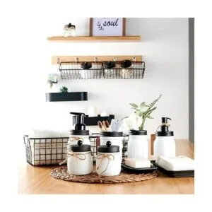 Juego de accesorios de baño de tarro Mason blanco 6_7