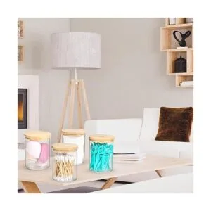 BKYFPQ 4 Pack Glass Qtip Holder Dispenser Bathroom Jars_4