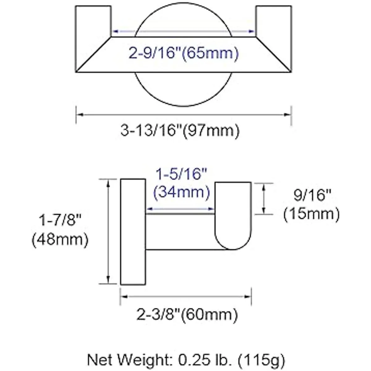 Toalla doble gancho negro y dorado ángulo simple 2_2