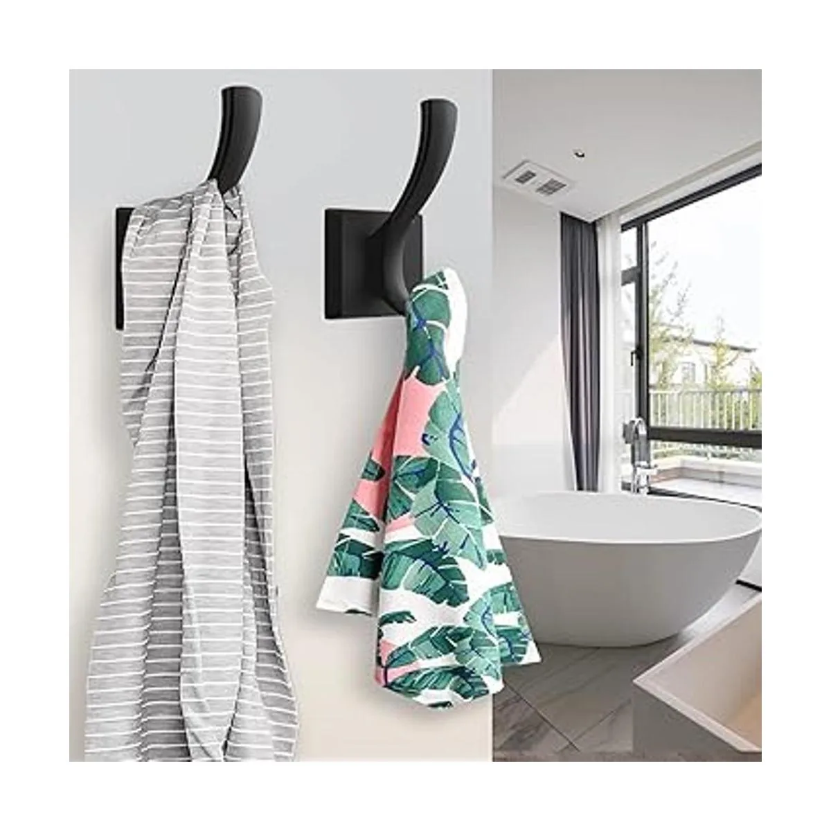 TOFIIGREM Ganchos de pared negros para toallas ganchos de_2