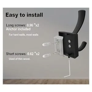 TOFIIGREM Ganchos de pared negros para toallas ganchos de_5