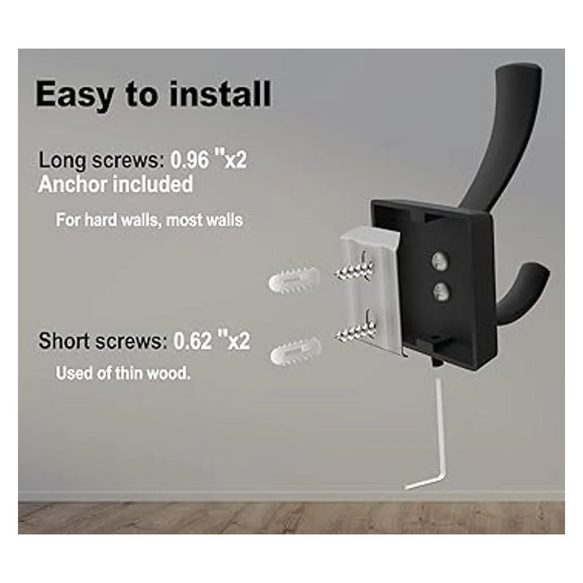 TOFIIGREM Ganchos de pared negros para toallas ganchos de_5