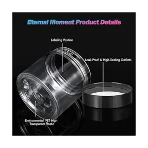 Paquete de 36 tarros de plástico redondos transparentes de_3