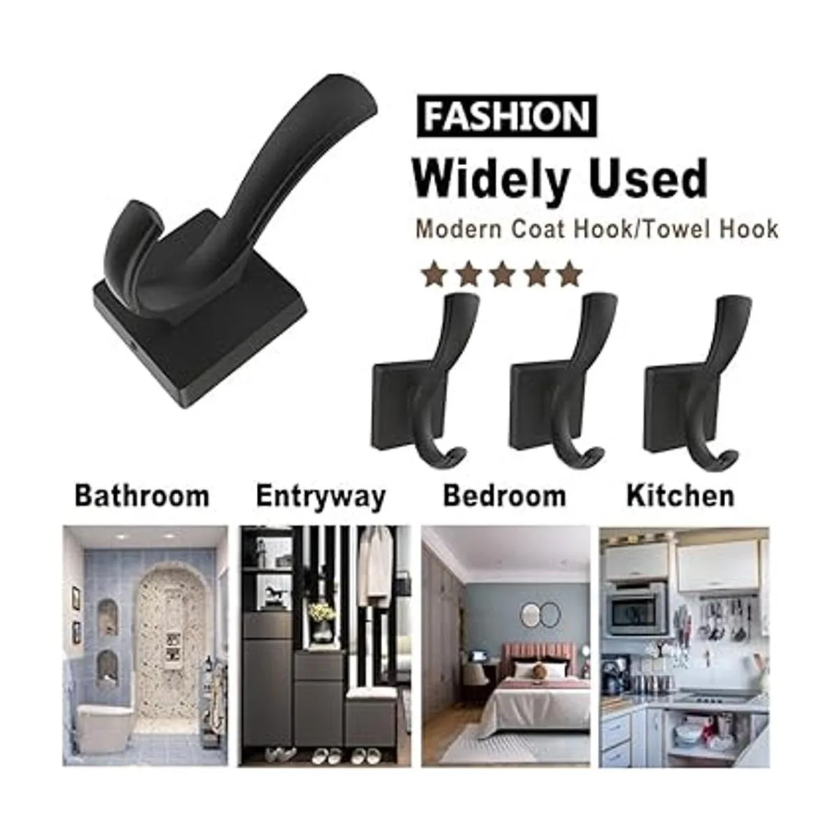 TOFIIGREM Ganchos de pared negros para toallas ganchos de_3