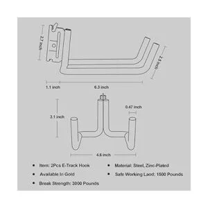 ETrack Percha de gancho en J con anclaje de amarre para_2
