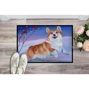 Carolines Treasures 7328MAT Corgi Snow Cardinal Tapete_2