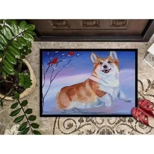 Carolines Treasures 7328MAT Corgi Snow Cardinal Tapete_3