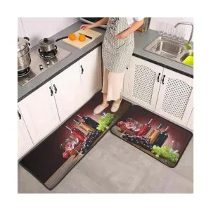 Juego de 2 alfombras y alfombras de cocina con temática de_2