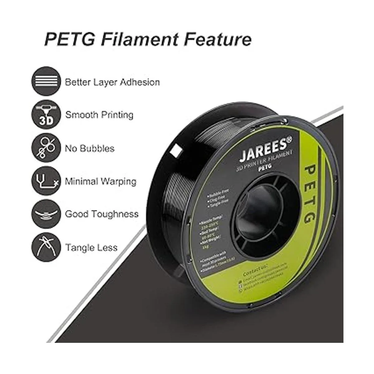 JAREES Petg Filamento de 175 pulgadas con superficie de_2
