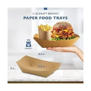 Paquete de 125 Bandejas de papel kraft desechables de 5_2