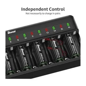 BONAI Cargador de batería AA AAA de 16 bahías para_3