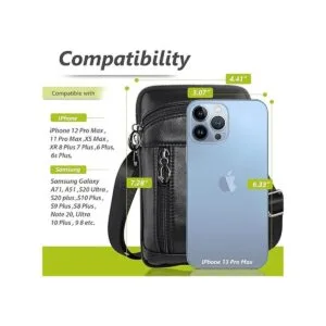 Hengwin Riñonera de cuero para teléfono celular bolsa de_3