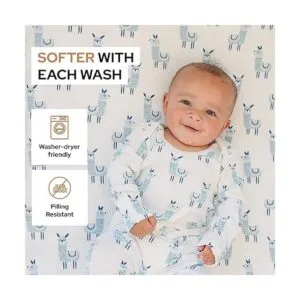 Sábana bajera para cuna con patrón de llamas 100_4