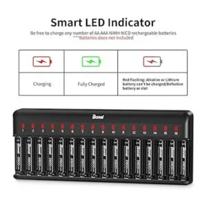 BONAI Cargador de batería AA AAA de 16 bahías para_2